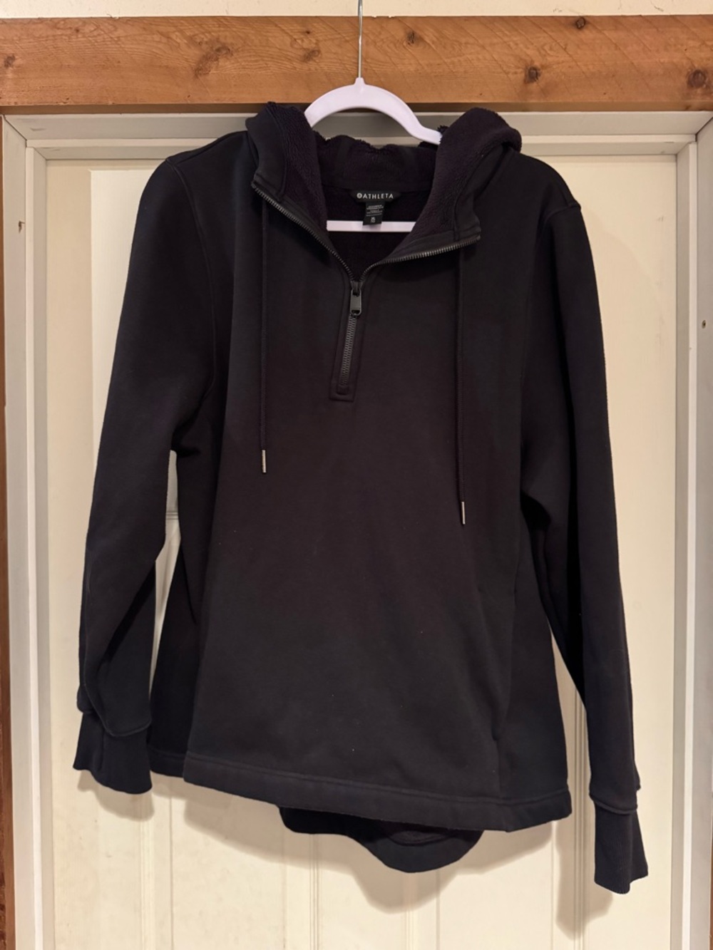 Athleta Women’s Black Half-Zip Hoodie Sweater